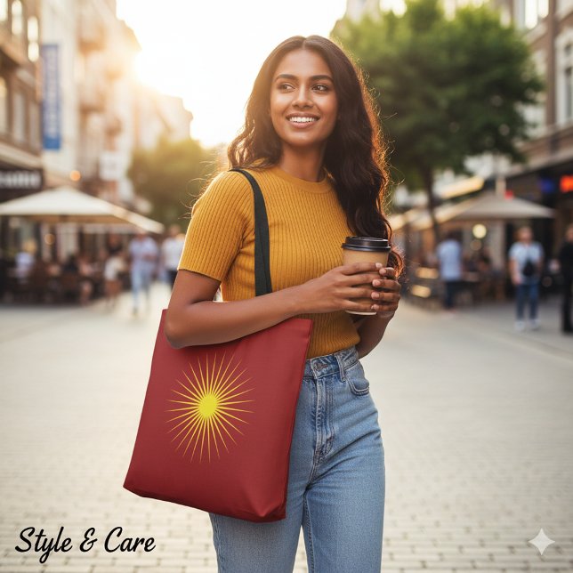 Bolso De Tela Bright Yellow Shining Star Mark Christmas Red (Bright Yellow Shining Star Mark Christmas Red Tote Bag)