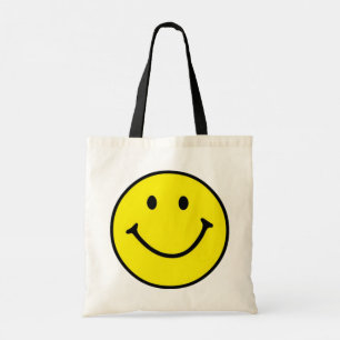 Bolso De Tela Brillante Amarillo Feliz Cara Sonriente