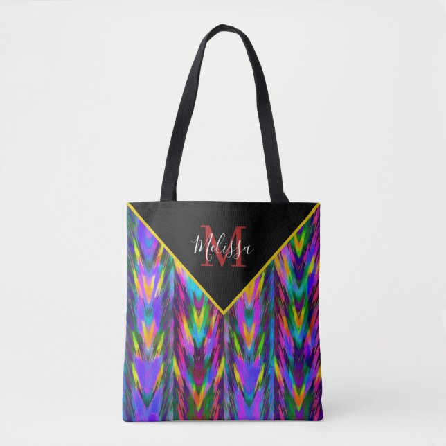 Bolso De Tela Brillante chevron tribal personalizado (Anverso)