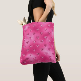 Bolso De Tela Brillante Patrón de Diamantes Rosa Glamour