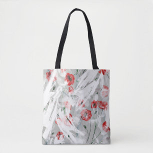 Bolso De Tela Brillante Splash Red Poppy Watercolor