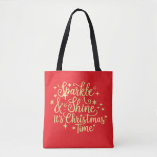 Bolso De Tela Brillante y resplandeciente es el tiempo de Navida