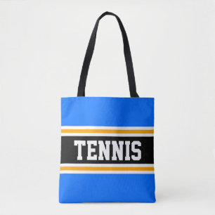 Bolso De Tela Brillantes franjas de TENIS azul atlético amarillo