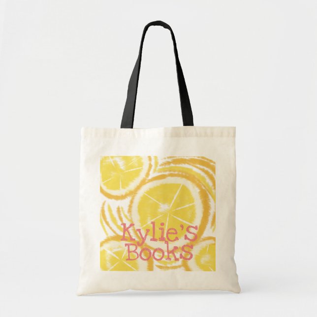 Bolso De Tela Brillantes Lemon Slices Resumen Libros de la Bibli (Frente)