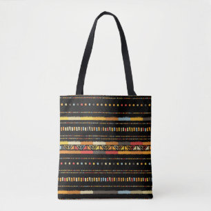 Bolso De Tela Brillantes tiras tribales patrón hecho a mano