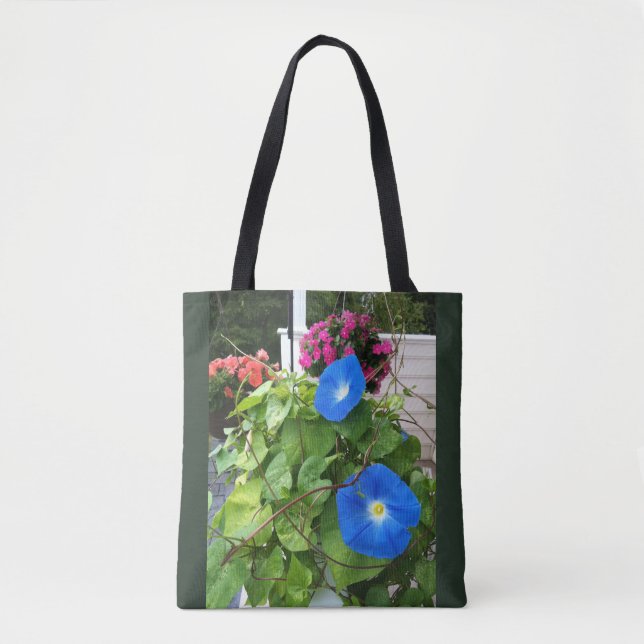 Bolso De Tela Brilliant Blue Morning Glories (Anverso)