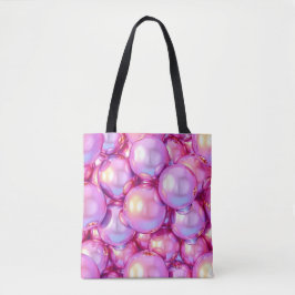 Bolso De Tela Brillo Rosa Iridescente con Patrón de Burbujas 3D 