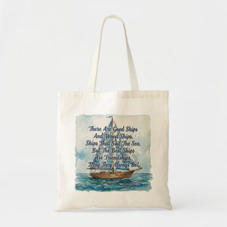 Bolso De Tela Brindis Náutico de Proverbio de Vela de Amistad Am
