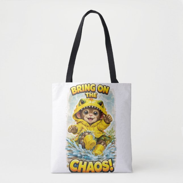 Bolso De Tela Bring on the Chaos Cute Dino Tote Bag (Anverso)