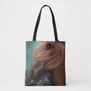 Bolso De Tela Brisa del Norte: Caballo islandés en agosto de noc