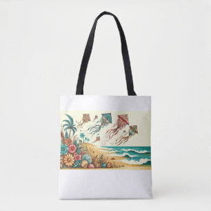 Bolso De Tela Brisa marina y cometas voladoras