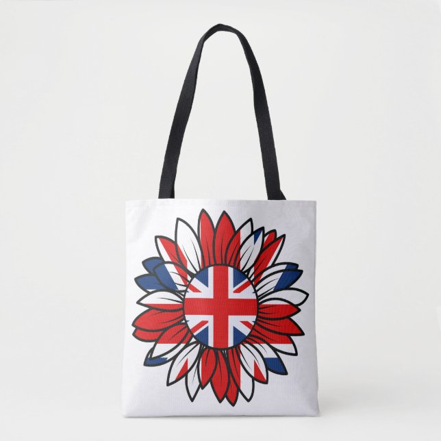 Bolso De Tela British Flag Sunflower Design Women's (Anverso)