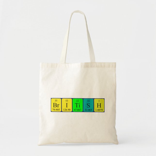 Bolso De Tela British periodic table patriotic tote bag (Frente)