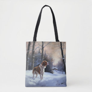 Bolso De Tela Brittany Spaniel Let It Snow Navidades