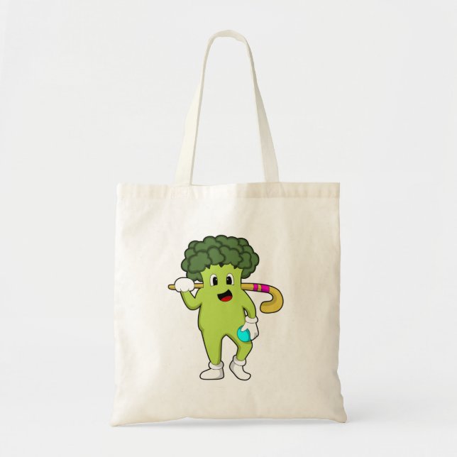 Bolso De Tela Broccoli en hockey con bate de hockey (Frente)
