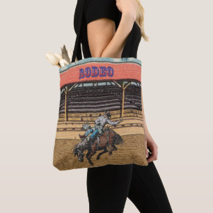 Bolso De Tela Broche de Rodeo Occidental Bronc Riding Tote Bag