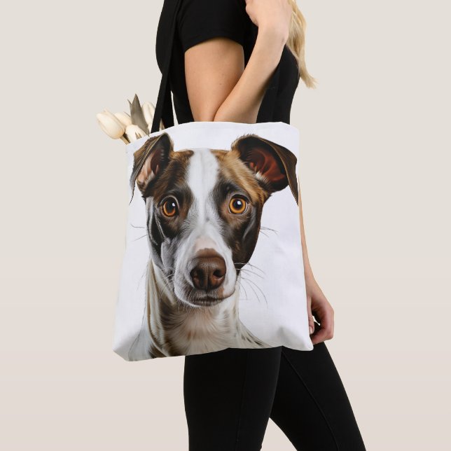 BOLSO DE TELA BRONES Y BLANCOS HERMOSOS PERROS VERDES (Detalle)