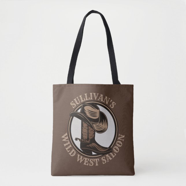 Bolso De Tela Brotes de Cowboy West Saloon personalizados (Anverso)