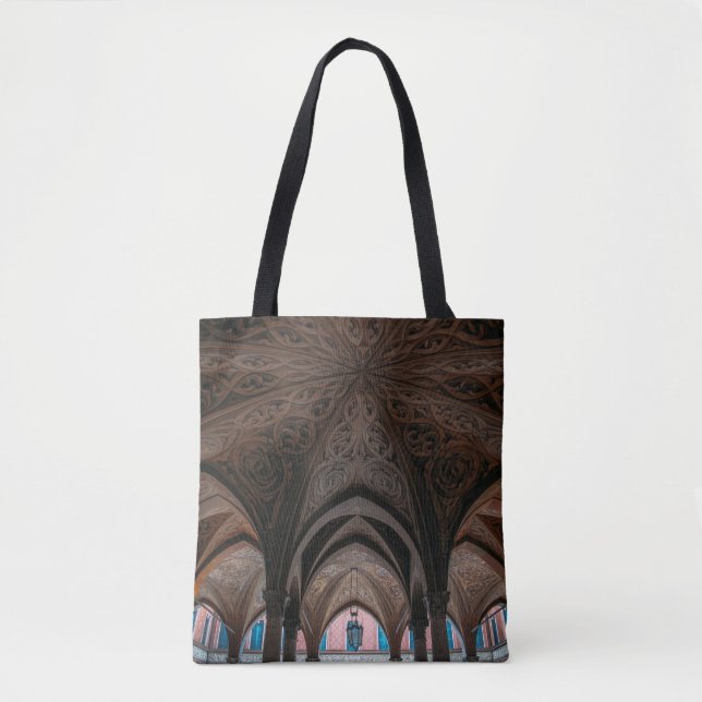 Bolso De Tela Brown and black wooden building interior (Anverso)