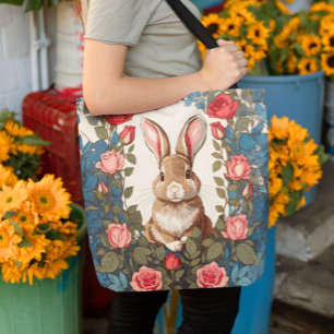 Bolso De Tela Brown Bunny Rosa Garden