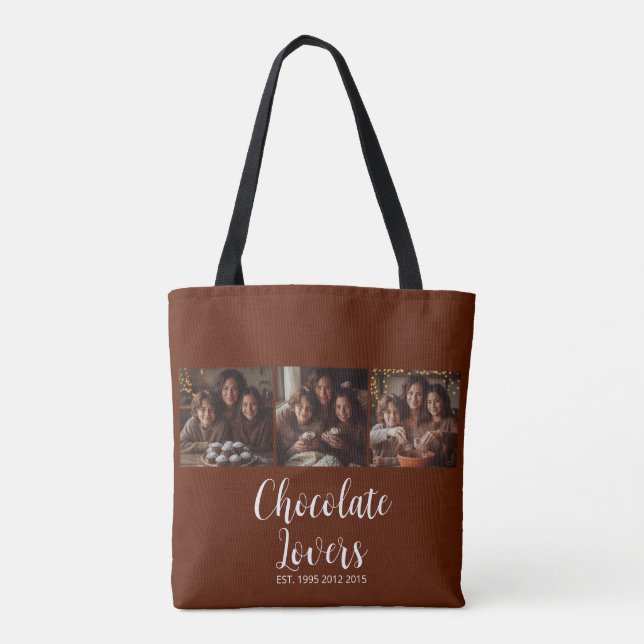 Bolso De Tela Brown Chocolate Lovers Established 3 Photo Script (Reverso)