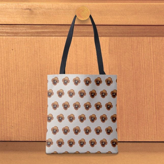 Bolso De Tela Brown Pansy Seamless Pattern Tote Bag (Tote bag with seamless pattern of a brown pansy)