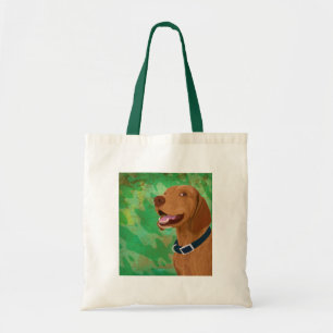 Bolso De Tela Brown sonriente Vizsla en fondo verde
