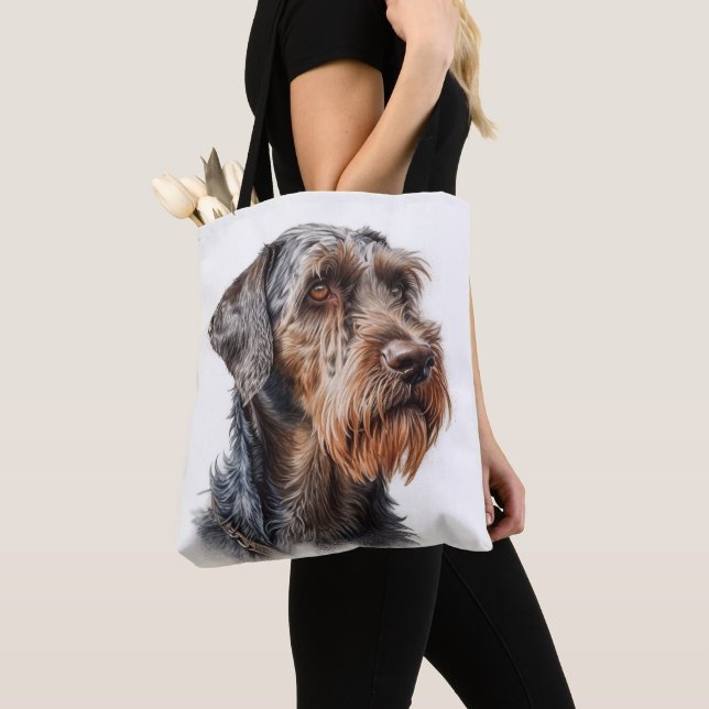 BOLSO DE TELA BROWN & WHITE ALEMÁN WIREHAIRED POINTER DOG (Detalle)