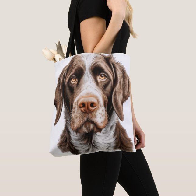 BOLSO DE TELA BROWN & WHITE ALEMÁN WIREHAIRED POINTER DOG (Detalle)