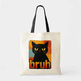 Bolso De Tela Bruh Black Cat Funny Retro Vintage Meme 