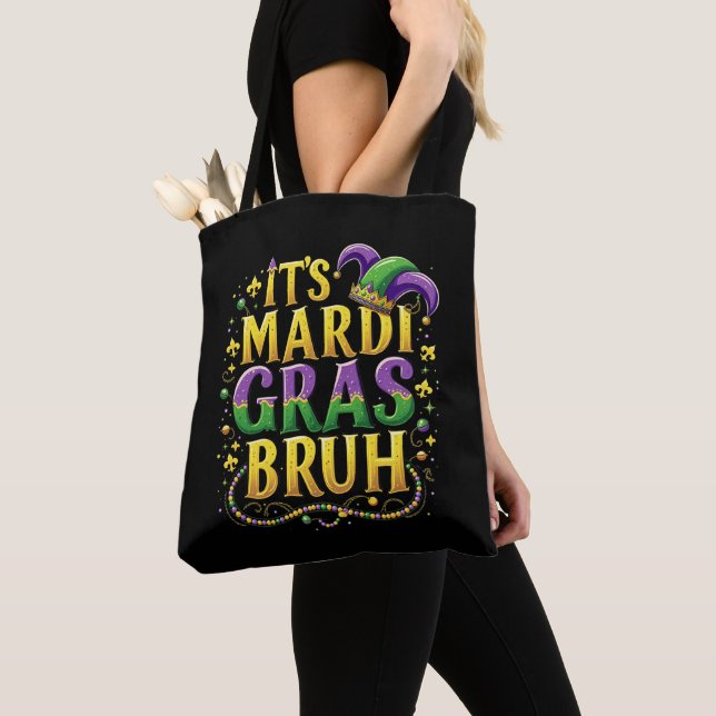 Bolso De Tela Bruh Mardi Gras - Carnaval divertido y festivo (Detalle)