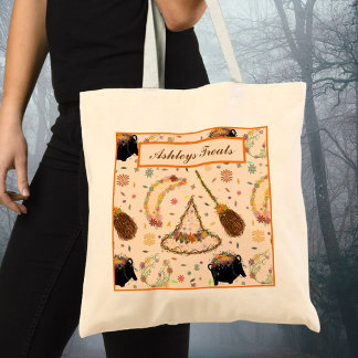 Bolso De Tela Bruja Botánica Boho de Halloween Caprichosa
