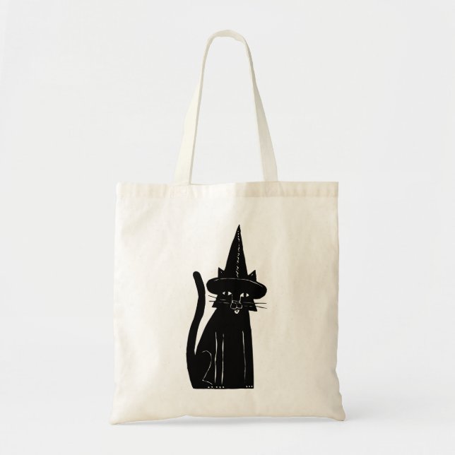Bolso De Tela Bruja de gato (Frente)