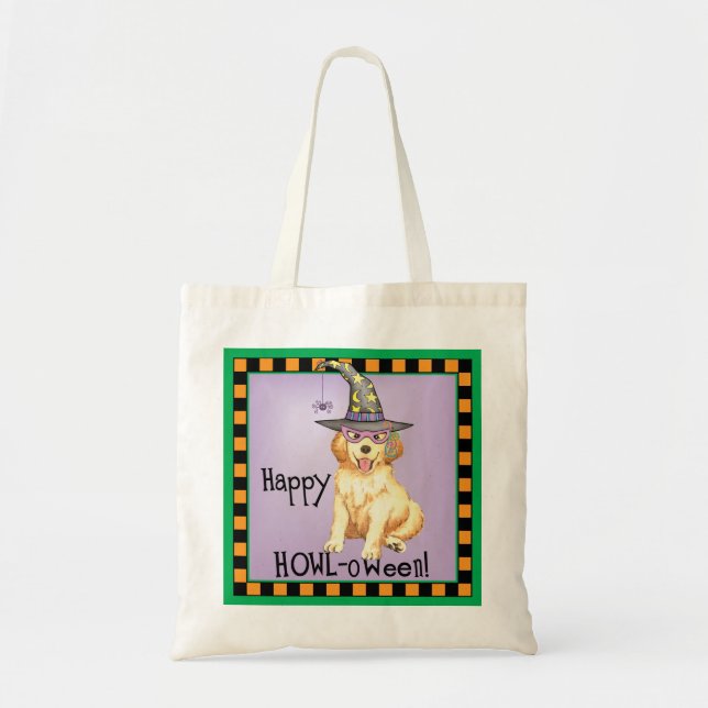 Bolso De Tela Bruja de Golden Retriever (Frente)
