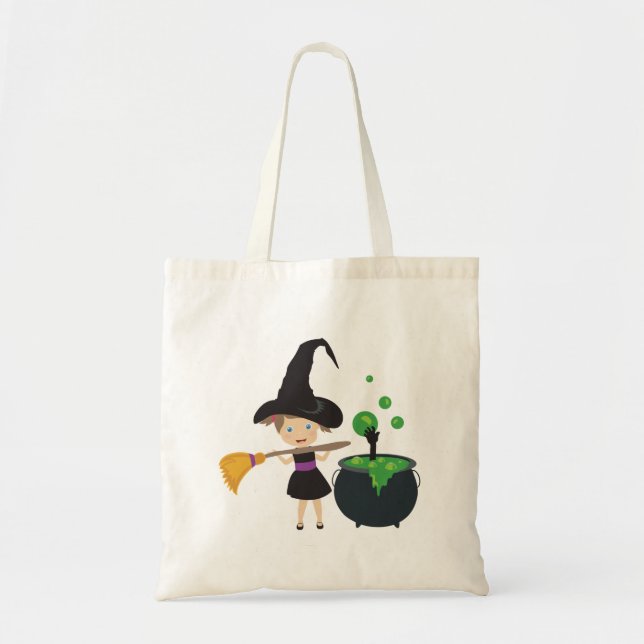 Bolso De Tela Bruja de Halloween (Frente)