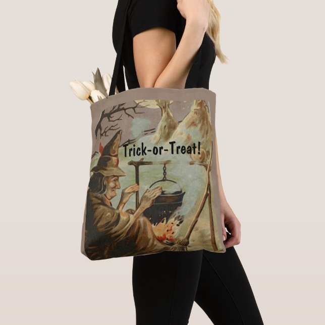 Bolso De Tela Bruja de Halloween de época en Cauldron (Detalle)