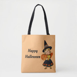 Bolso De Tela Bruja de Halloween retro
