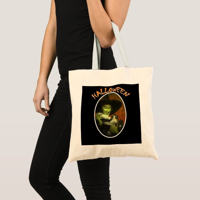 Bolso De Tela Bruja De Halloween Y Mono Volador (Anverso (producto))