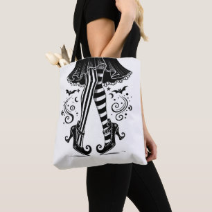 Bolso De Tela Bruja de piernas negras y blancas Halloween capric