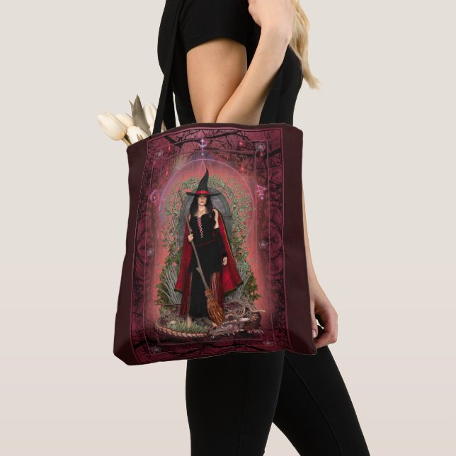 Bolso De Tela Bruja del granate y dragón rojo (Detalle)