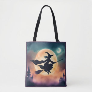 Bolso De Tela Bruja en escoba Halloween 