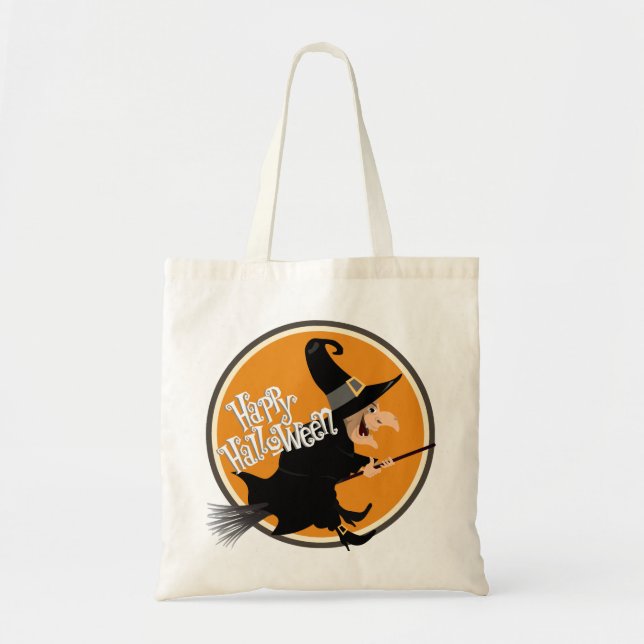 Bolso De Tela Bruja en Halloween en la sala de baño (Frente)