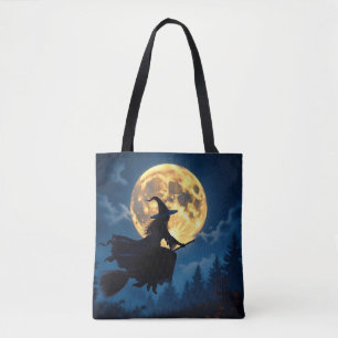 Bolso De Tela Bruja en la habitación por Halloween de luna llena
