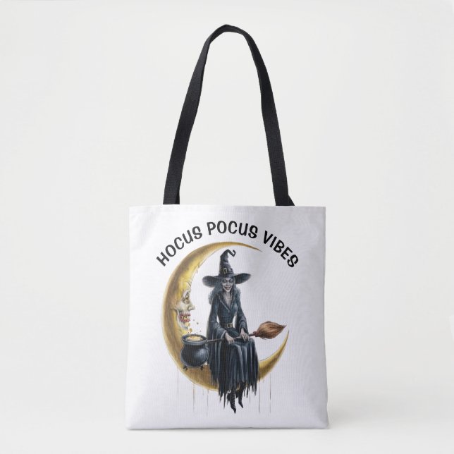 Bolso De Tela Bruja en la luna (Anverso)