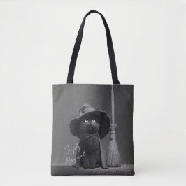 Bolso De Tela Bruja Gato Simplemente Mágica