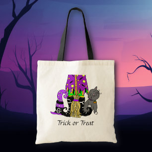 Bolso De Tela Bruja, gato y bromista de Halloween o trato