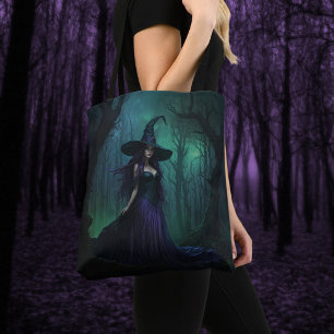 Bolso De Tela Bruja malvada de Halloween en morado y negro