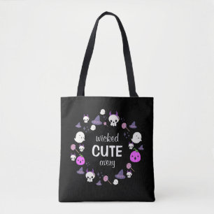 Bolso De Tela Bruja Monograma Moderna Halloween Fantasmas Lindos