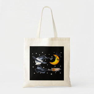 Bolso De Tela Bruja Voladora en Noche de Halloween