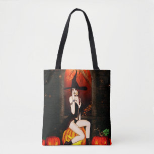 Bolso De Tela Bruja y calabazas de Halloween